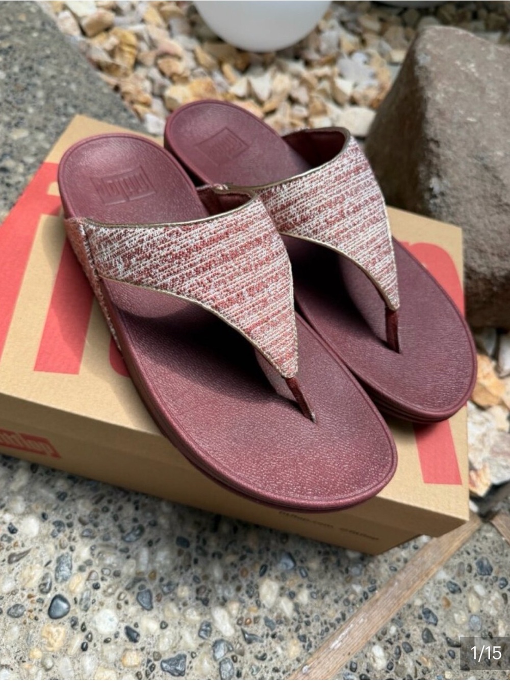 FitFlop Lulu Shimmerweave Toe-Post Sandal - Clay